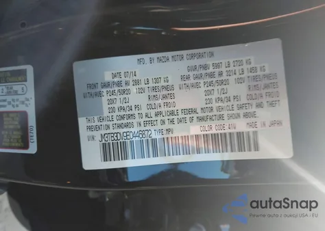 2014 Mazda Cx-9 Grand Touring z USA, uszkodzony, nr VIN JM3TB3DV9E0446872